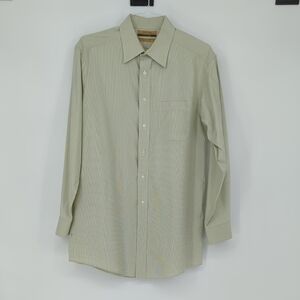 Roundtree Gingham Button Down Shirt Green 16/34 plaid preppy Business casual